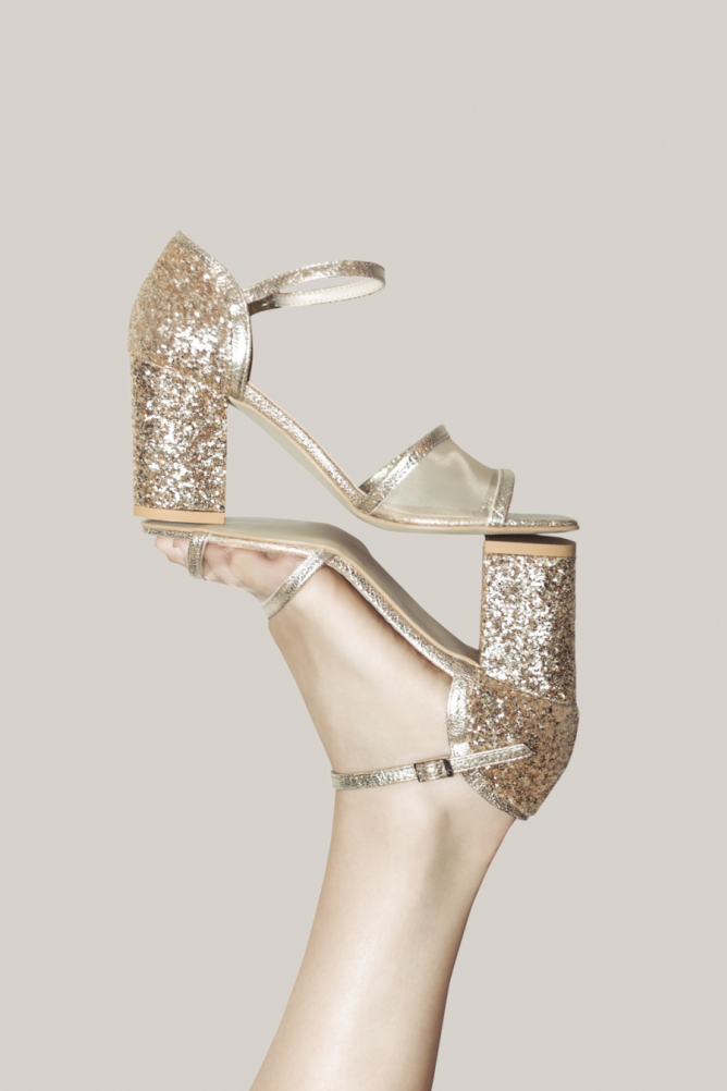 model 2121 - kolor BIT ZŁOTO + GRES ZŁOTO + siatka, obcas nr 6, wys. 8cm, powlekany - kolor BIT ZŁOTO, zapięcie klasyczne - kolor GRES ZŁOTO